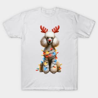 Christmas Red Nose Poodle Dog T-Shirt